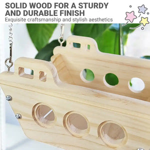 Wooden Hanging Small Animal Hammock Cage Swing Bed for Hamsters & Chinchillas