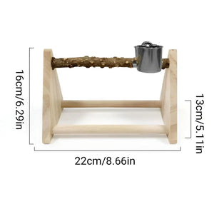 Wooden Desktop Feeder with Bowls Ideal Bird Perch Stand for Small Parrots