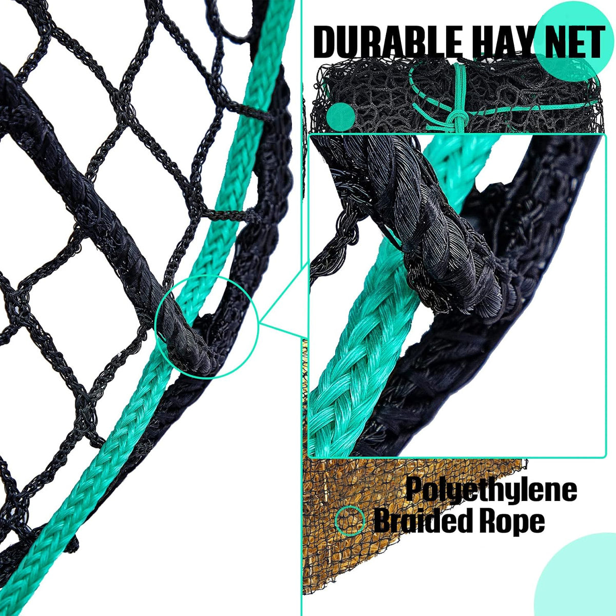 Round Hay Bag 4×4×4FT Large Slow Feeder for Horses Cattle & Livestock