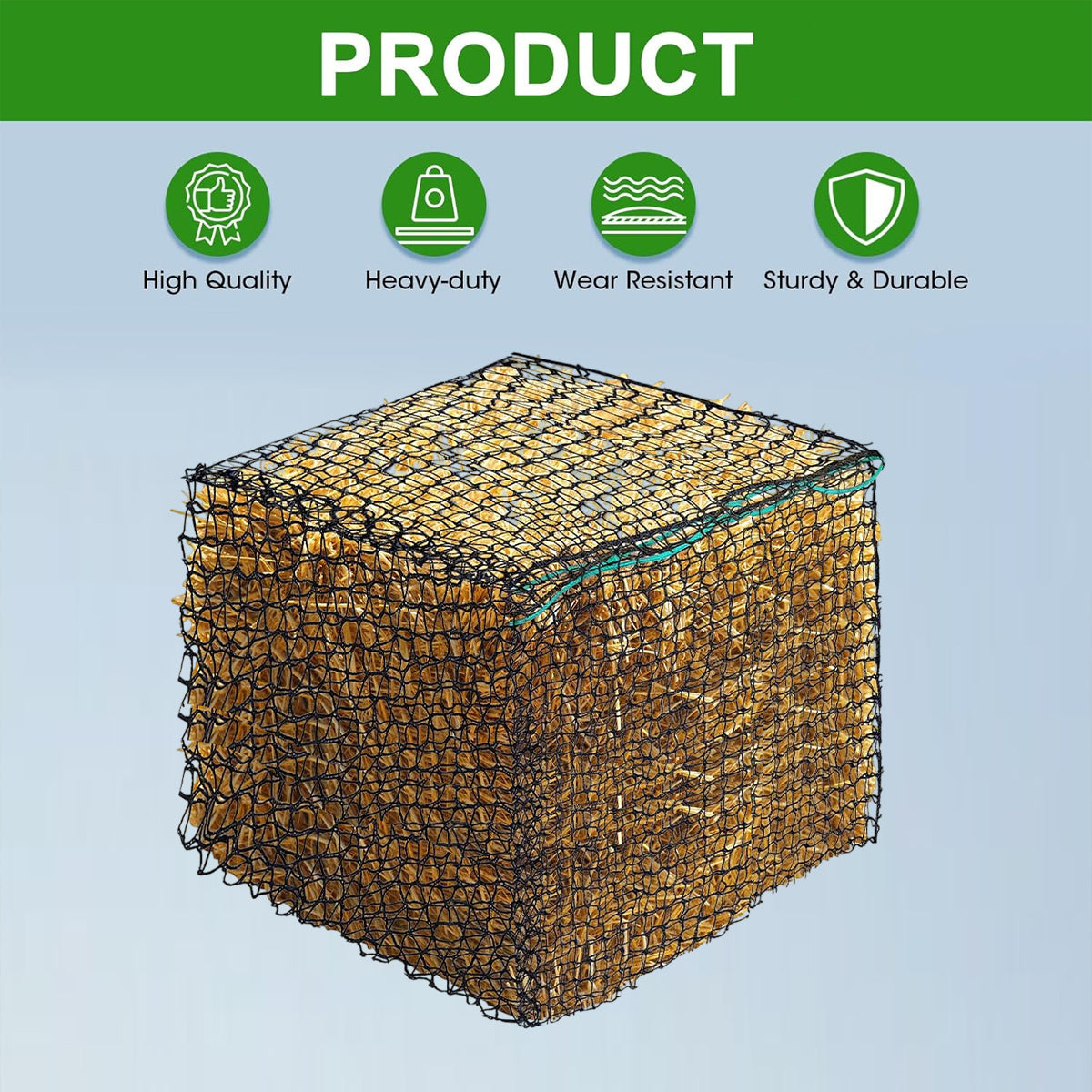 Round Hay Bag 4×4×4FT Large Slow Feeder for Horses Cattle & Livestock