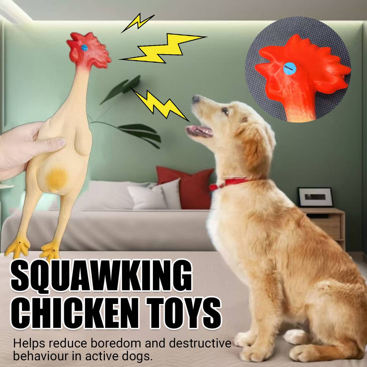 Squeaky Chicken Dog Toy Rubber Chew Toy