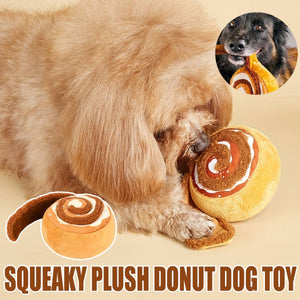 Squeaky Plush Donut Dog Toy Cinna-bone