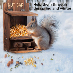 Squirrel Feeder Wooden Nut Bar Outdoor Hanging Feeder
