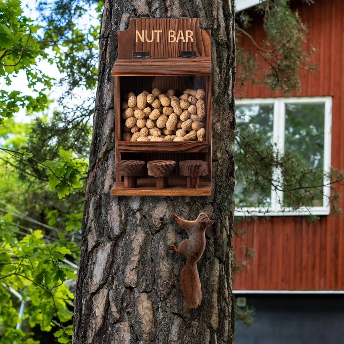 Squirrel Feeder Wooden Nut Bar Outdoor Hanging Feeder