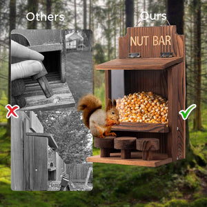 Squirrel Feeder Wooden Nut Bar Outdoor Hanging Feeder