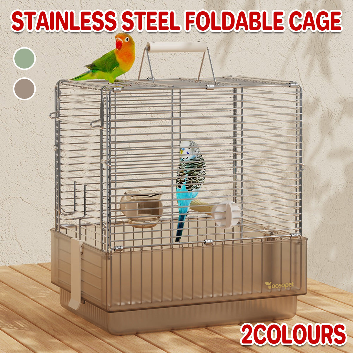 Stainless Steel Foldable Bird Cage With Handle