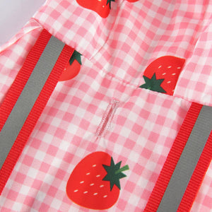 Strawberry Plaid Dog Raincoat Waterproof Pet Jacket with Hood