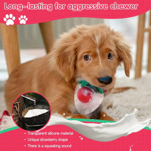 Strawberry Squeaky Dog Toy Durable Chew Toy for Interactive Play
