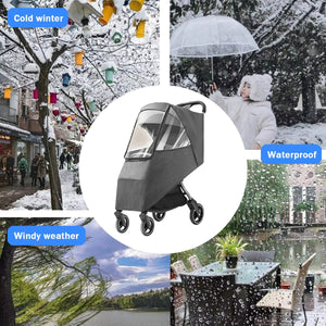 Pet Stroller Rain Cover with 270° View and Front Access Door