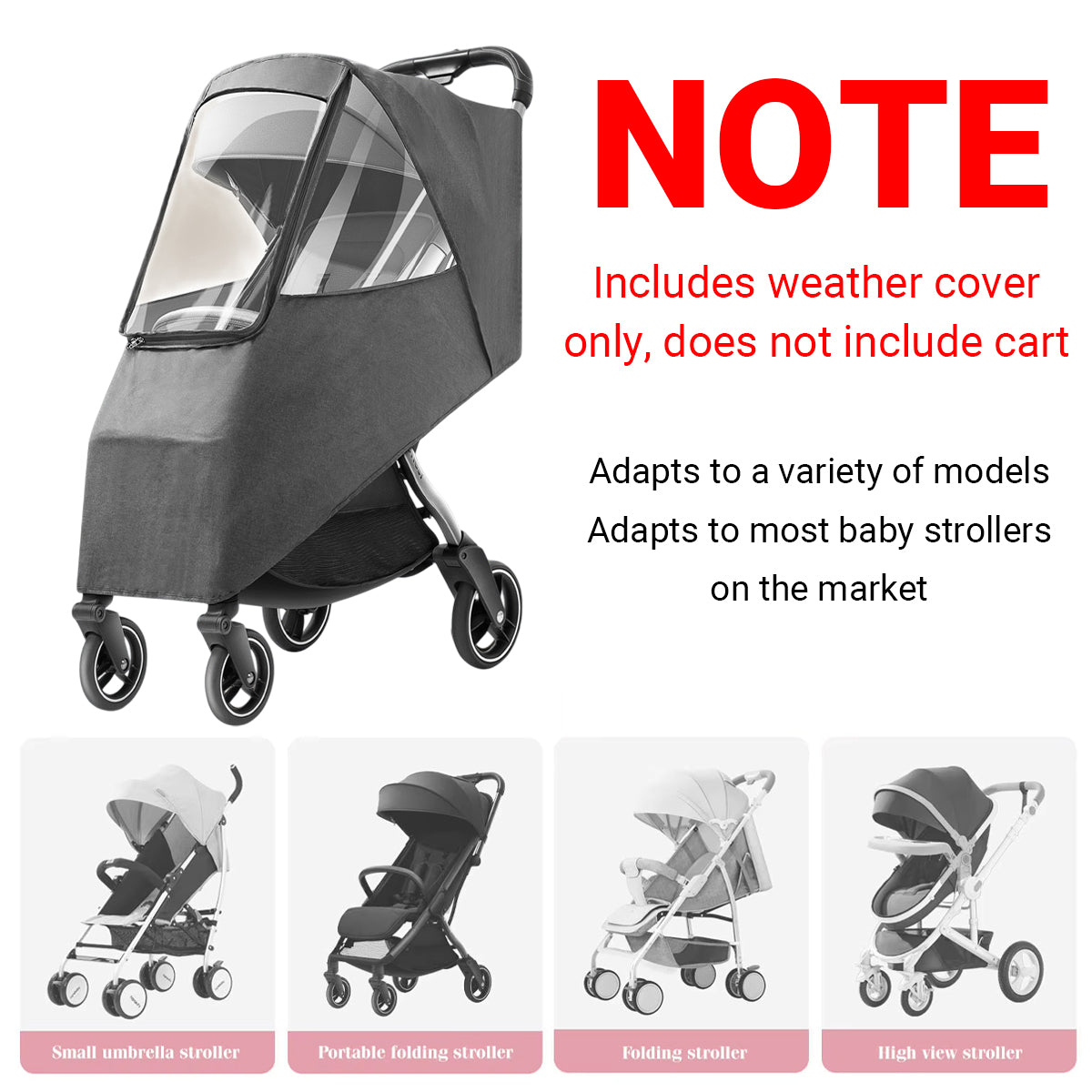 Pet Stroller Rain Cover with 270° View and Front Access Door