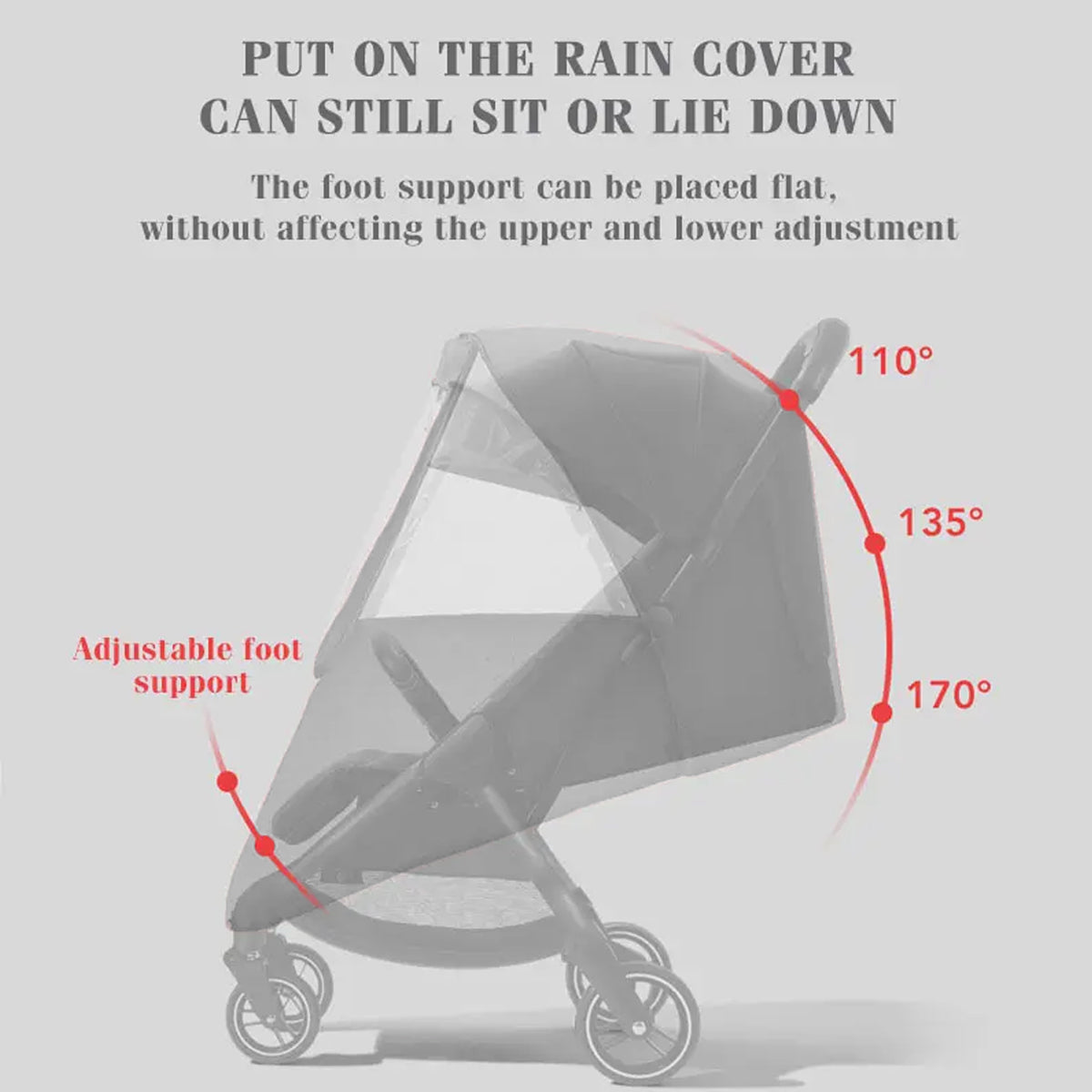 Pet Stroller Rain Cover with 270° View and Front Access Door