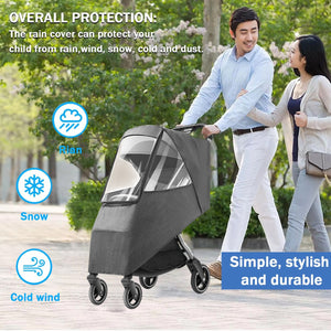 Pet Stroller Rain Cover with 270° View and Front Access Door