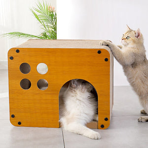 Cat Scratching Board 2 In 1 Wooden Cat Bed
