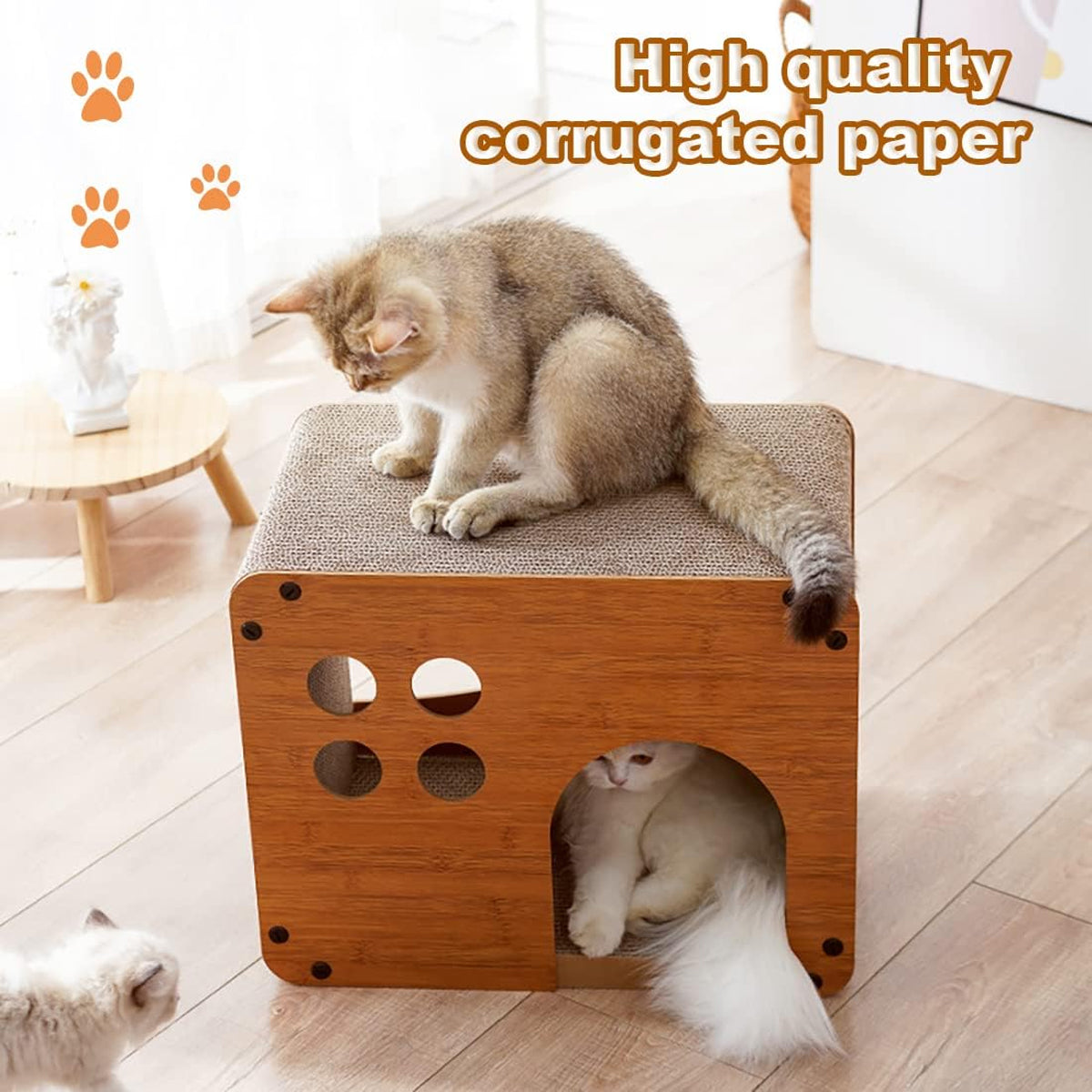 Cat Scratching Board 2 In 1 Wooden Cat Bed