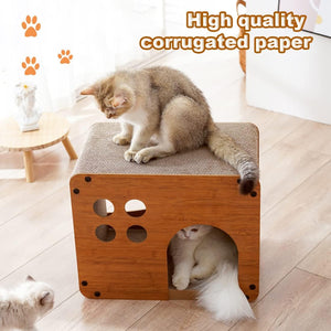 Cat Scratching Board 2 In 1 Wooden Cat Bed