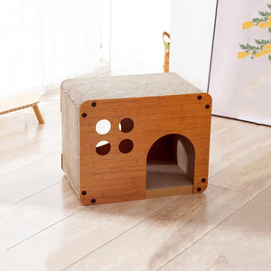 Cat Scratching Board 2 In 1 Wooden Cat Bed