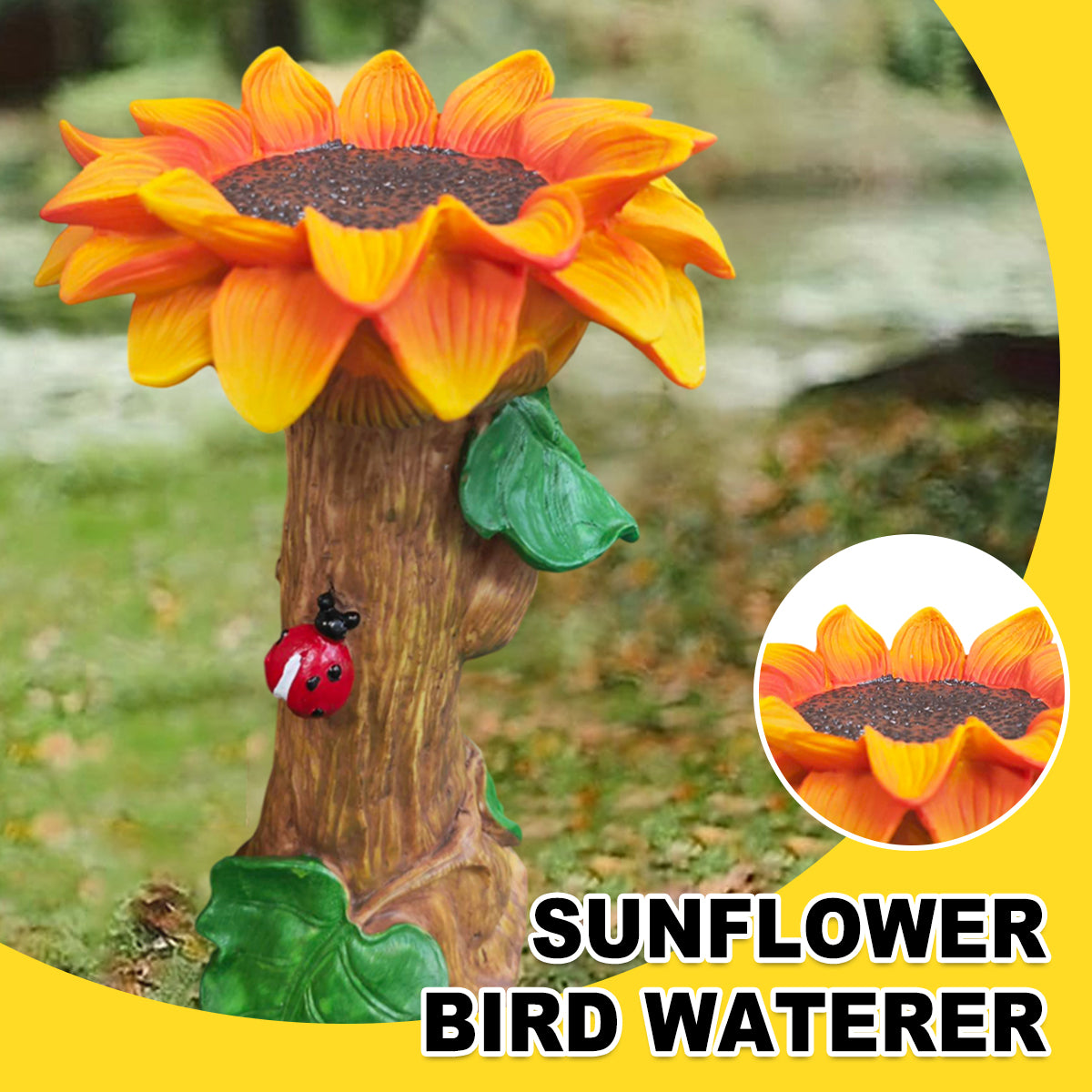 Resin Gardening Ornaments Sunflower Bird Drinker Sunflower Crafts Ornaments