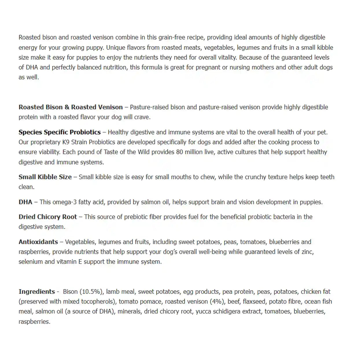 Taste of the Wild High Prairie PUPPY 5.6kg/12.2kg