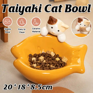 Tilted Ceramic Cat Bowl with Neck Support for Cats and Small Dogs