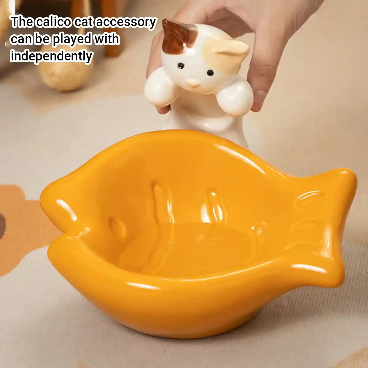 Tilted Ceramic Cat Bowl with Neck Support for Cats and Small Dogs