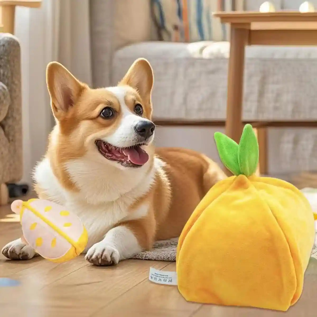 Interactive Orange Plush Snuffle Toy for Dogs