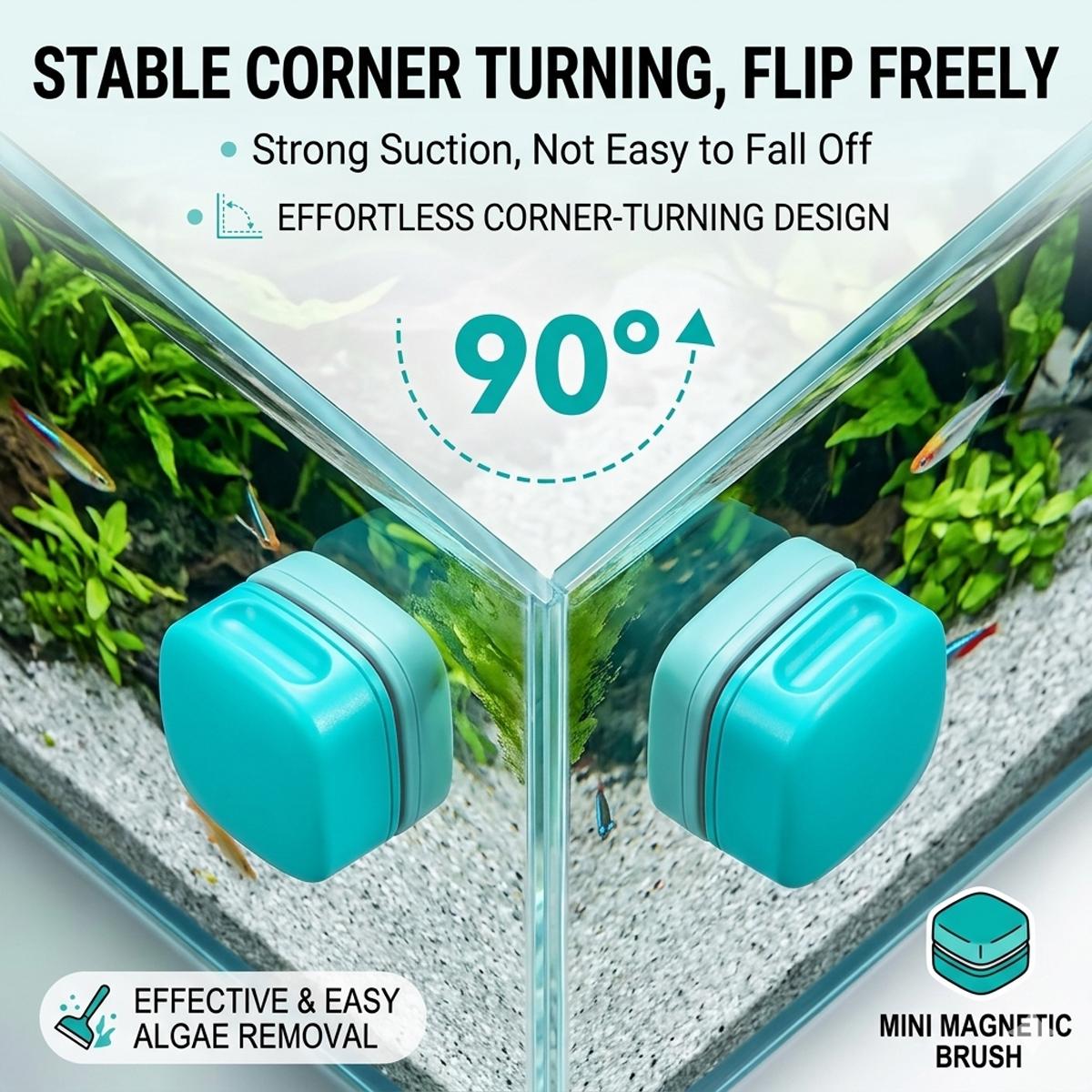 Magnetic Aquarium Cleaner - Mini Fish Tank Glass Brush