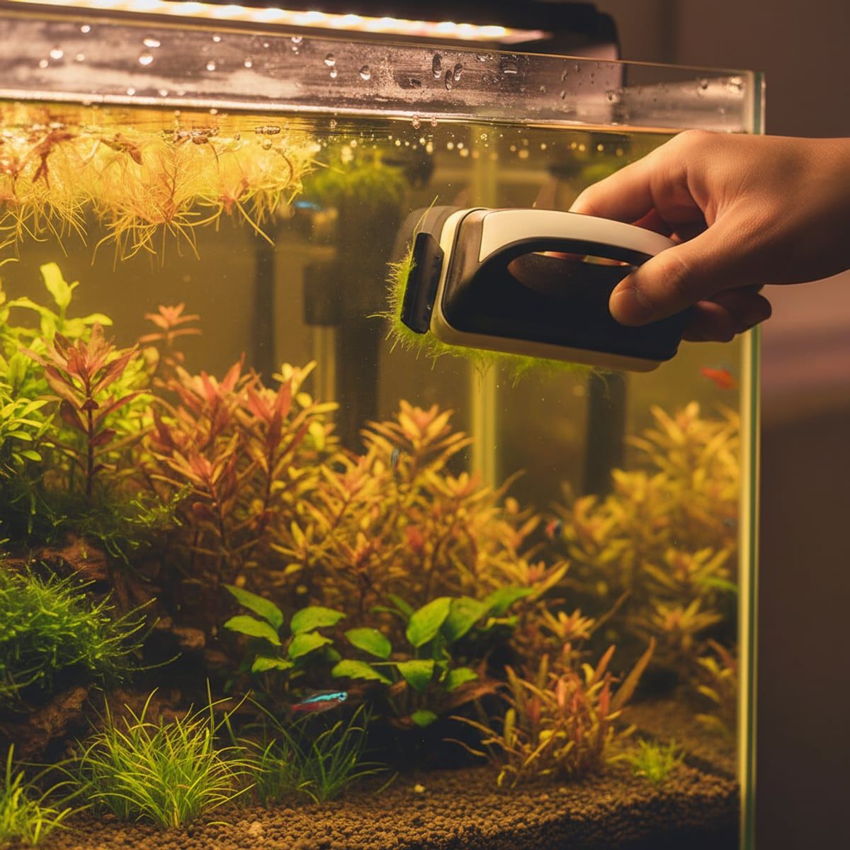 Small Magnetic Aquarium Glass Cleaner with Scraper