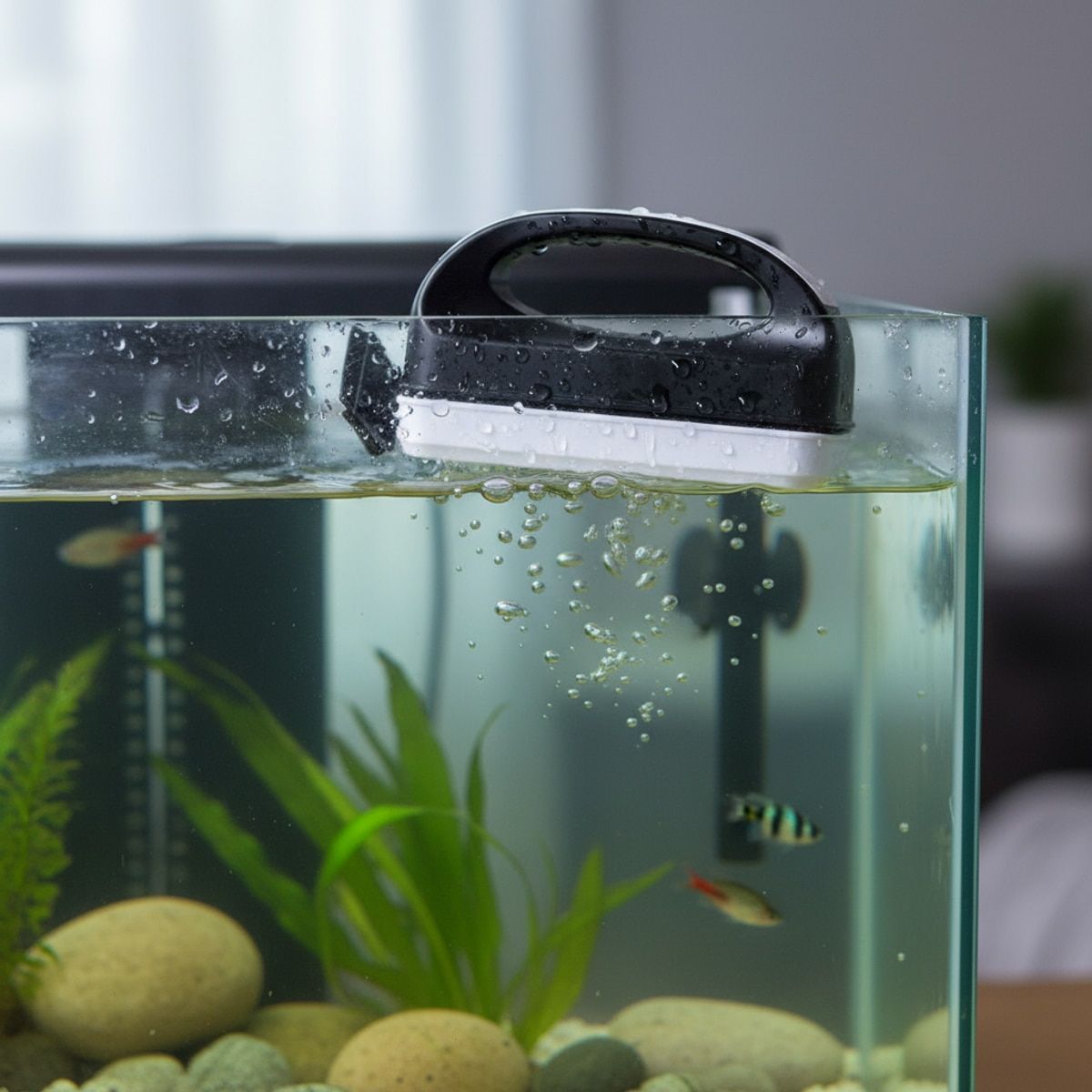 Small Magnetic Aquarium Glass Cleaner with Scraper