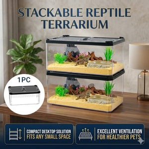 Stackable Reptile Terrarium Breeding Box with Magnetic Lid (Small)