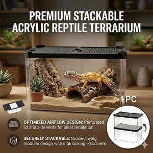 Stackable Reptile Terrarium Breeding Box with Magnetic Lid (Small)