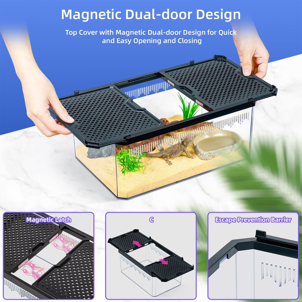 Stackable Reptile Terrarium Breeding Box with Magnetic Lid (Small)