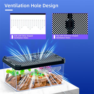 Stackable Reptile Terrarium Breeding Box with Magnetic Lid (Small)