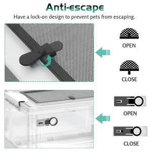 Foldable Transparent Small Pet Breeding Box with Mesh Lid