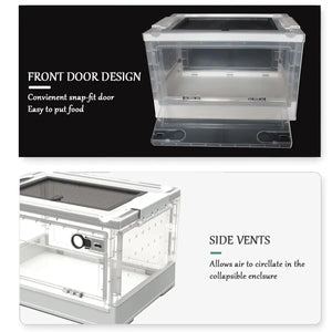 Foldable Transparent Small Pet Breeding Box with Mesh Lid