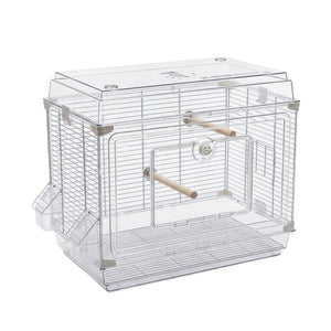 Transparent Bird Cage with Perches & Feeders | Clear Aviary for Small Birds