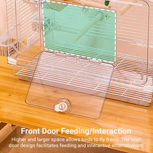 Transparent Bird Cage with Perches & Feeders | Clear Aviary for Small Birds