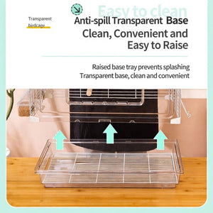 Transparent Bird Cage with Perches & Feeders | Clear Aviary for Small Birds