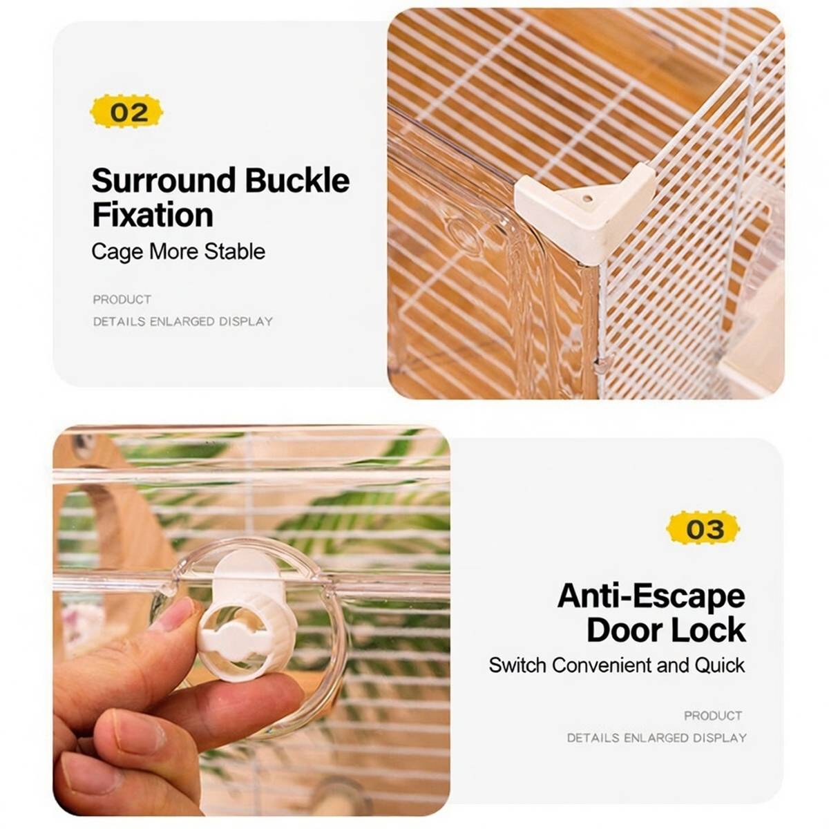 Transparent Bird Cage with Perches & Feeders | Clear Aviary for Small Birds