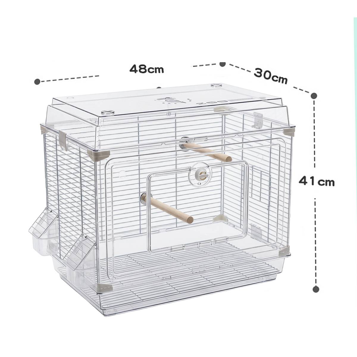 Transparent Bird Cage with Perches & Feeders | Clear Aviary for Small Birds