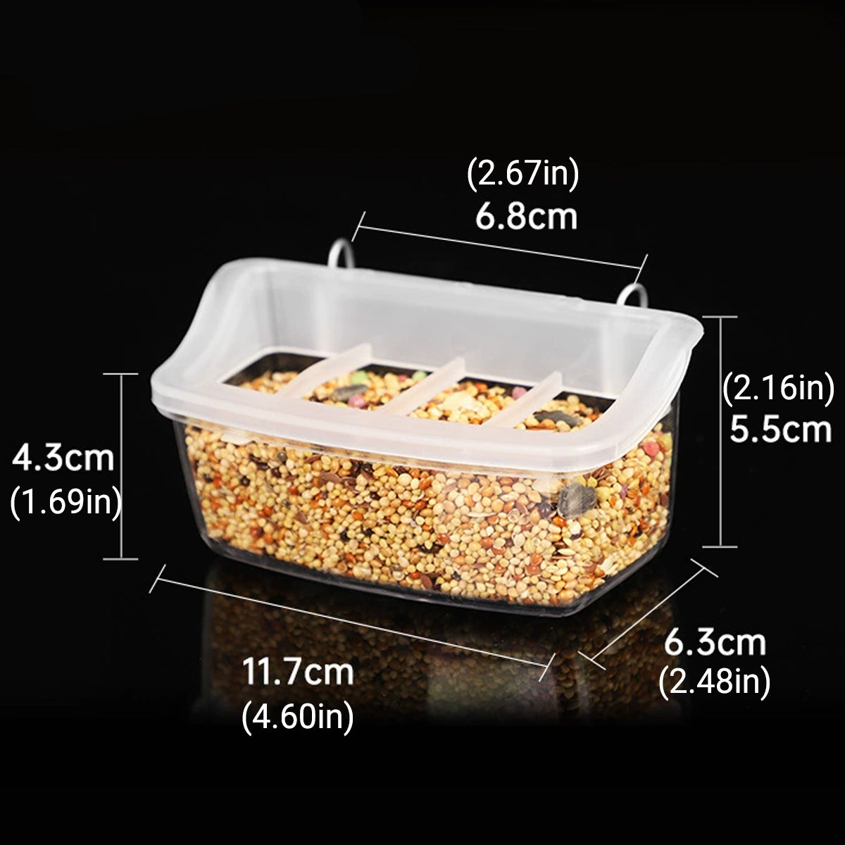 Transparent Bird Seed Feeders for Small Pets with Anti-Splash Design