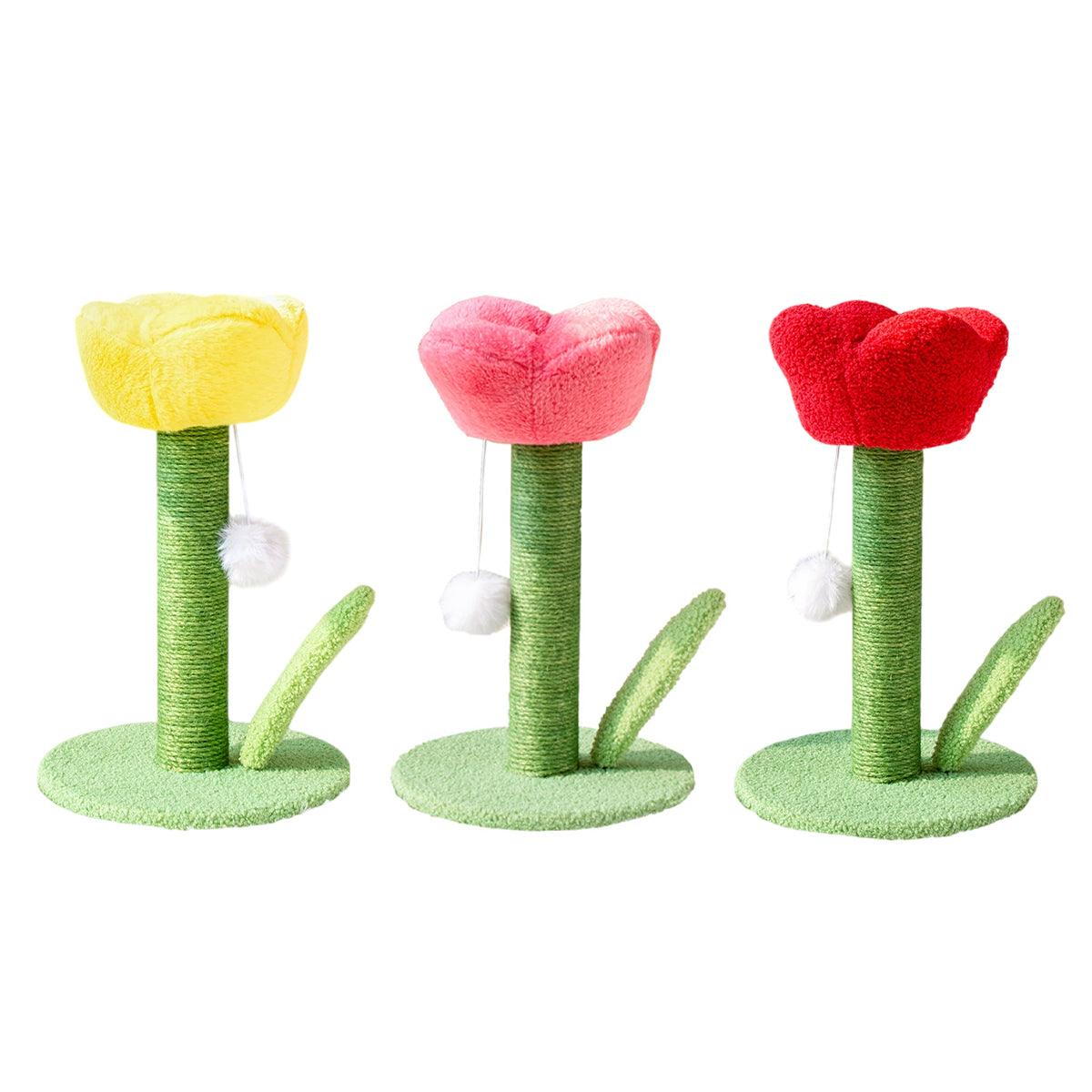 Decorative Flower Cat Tree with Sisal Post and Plush Tulip Top