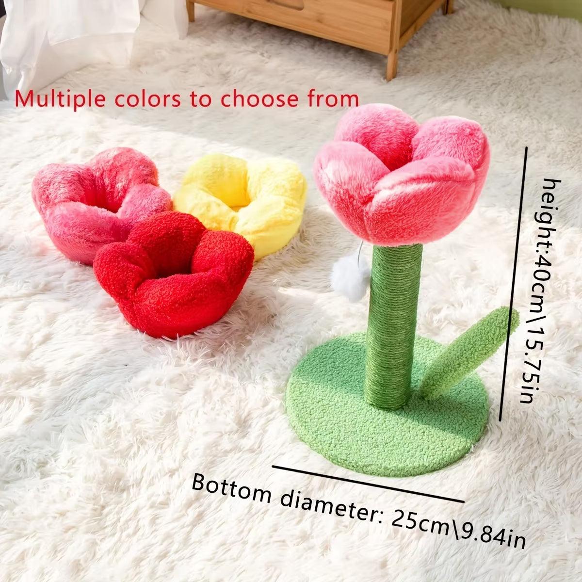 Decorative Flower Cat Tree with Sisal Post and Plush Tulip Top