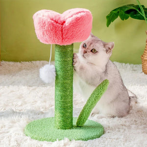 Decorative Flower Cat Tree with Sisal Post and Plush Tulip Top
