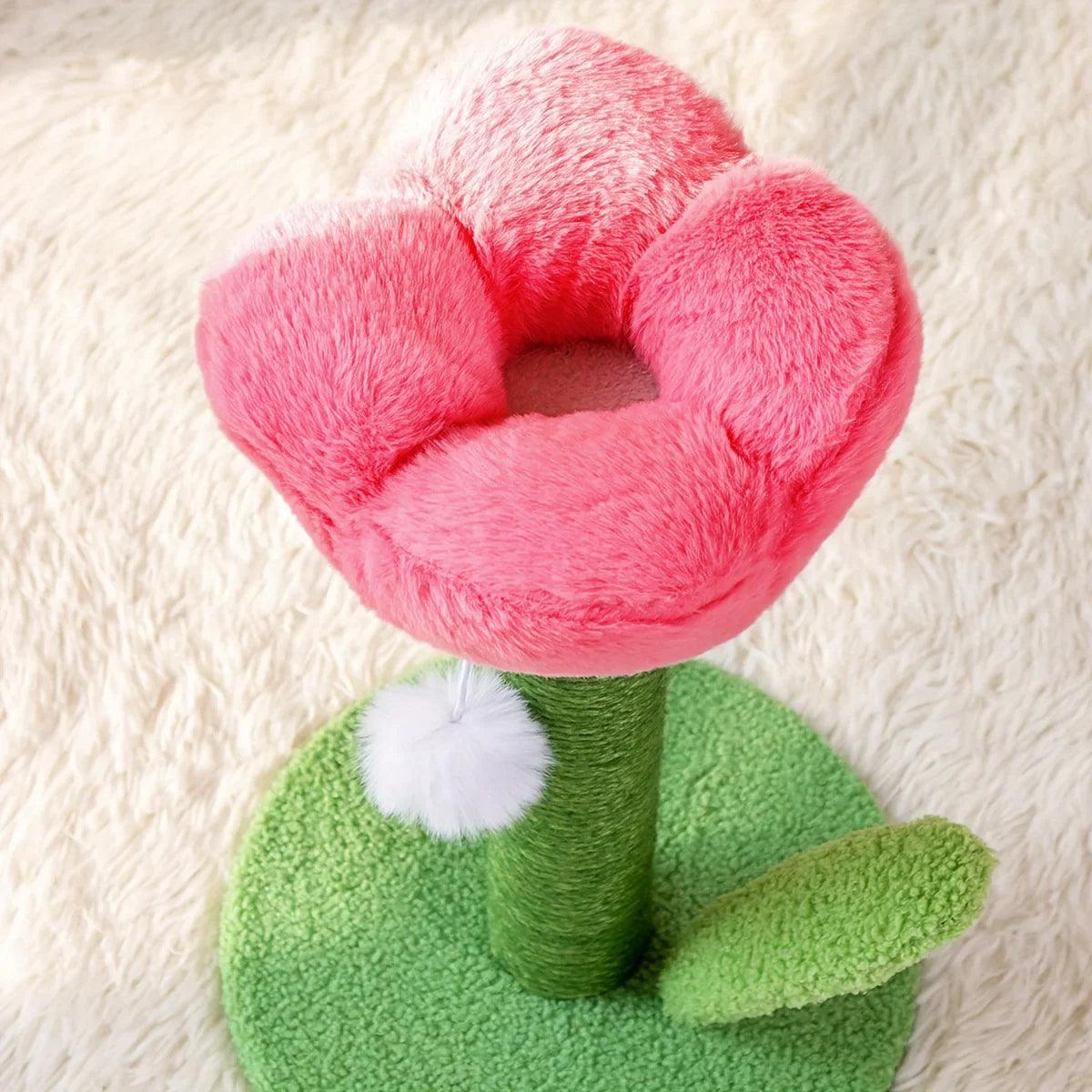 Decorative Flower Cat Tree with Sisal Post and Plush Tulip Top