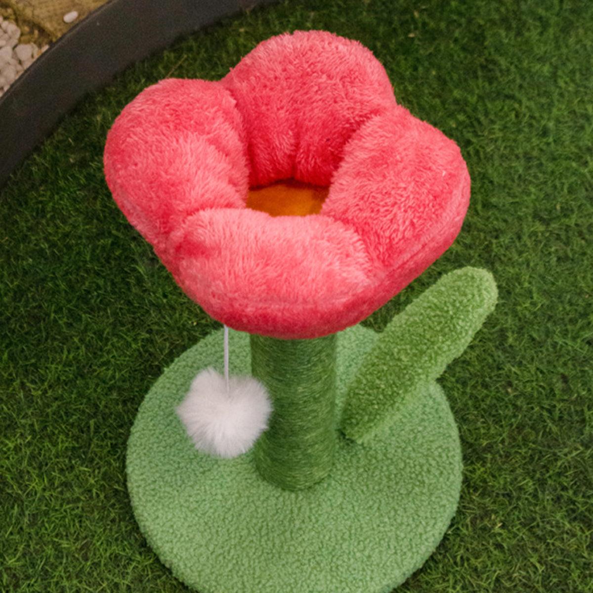 Decorative Flower Cat Tree with Sisal Post and Plush Tulip Top