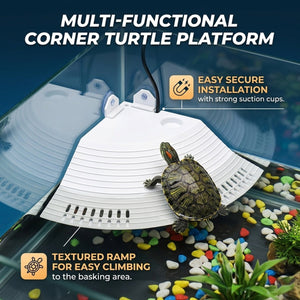 Corner Turtle Basking Platform with Suction Cups & Climbing Ramp