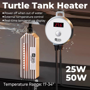 Turtle Tank Heater - Smart Digital Display Heating Rod (25W/50W)