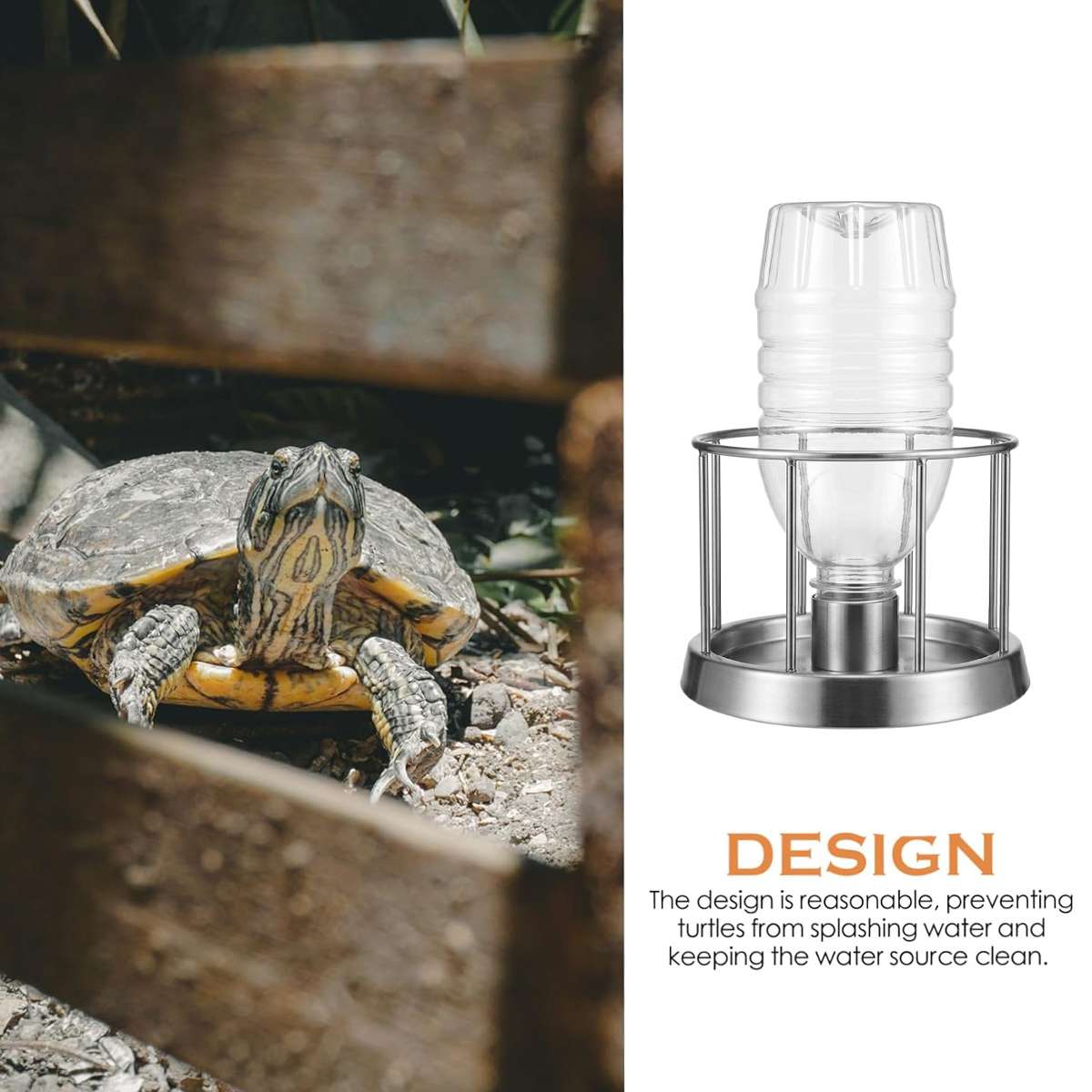 Stainless Steel Turtle Water Feeder Automatic Reptile Drinker