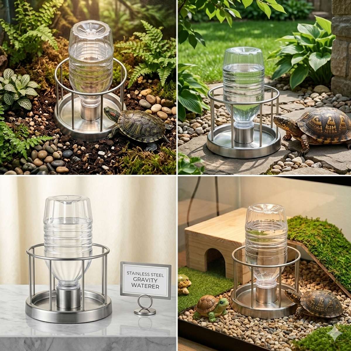 Stainless Steel Turtle Water Feeder Automatic Reptile Drinker