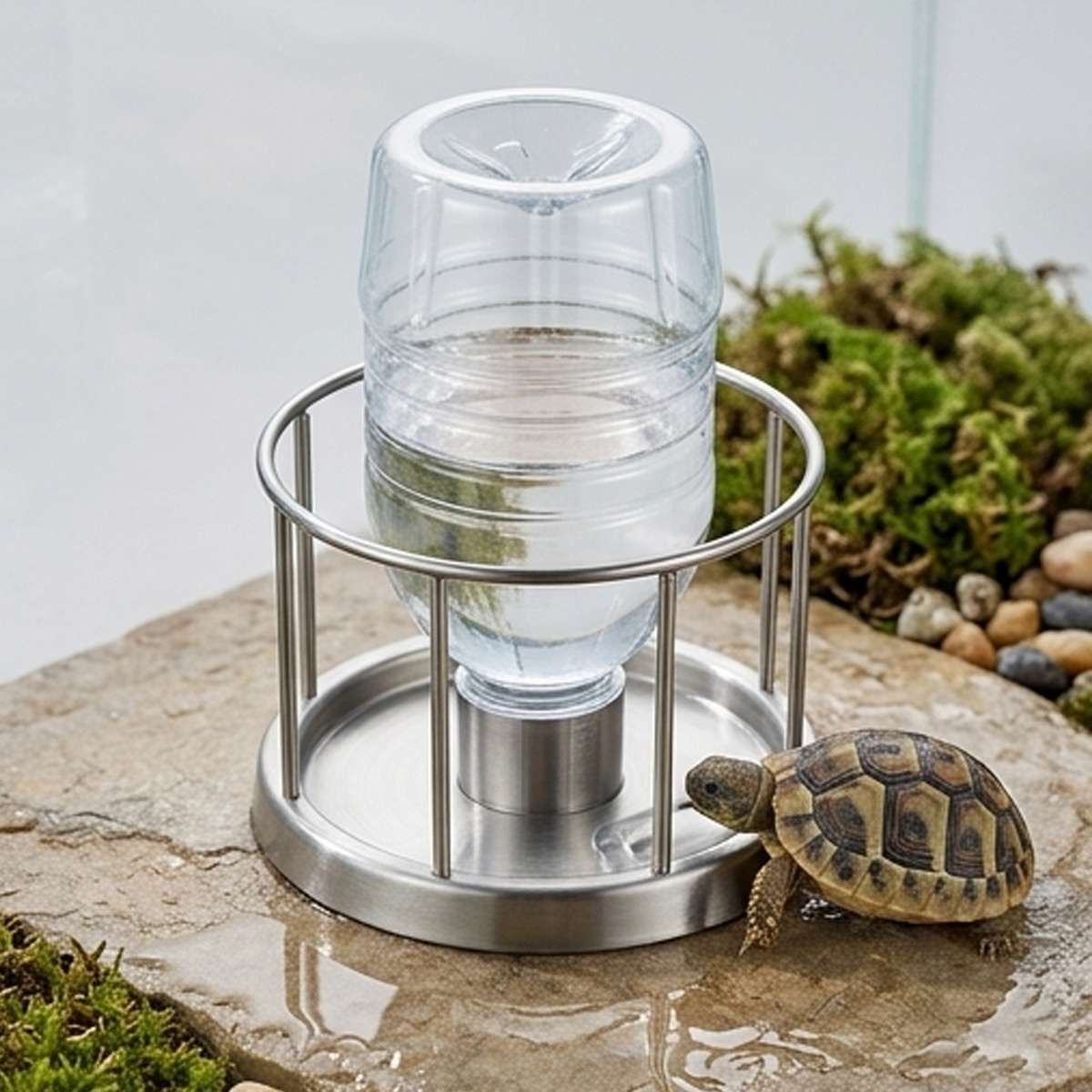 Stainless Steel Turtle Water Feeder Automatic Reptile Drinker